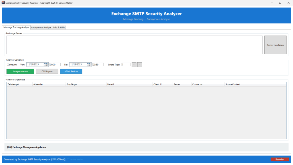 Exchange SMTP Security Analyzer