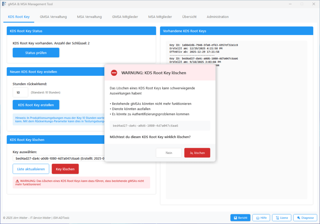 KDS Root Key löschen