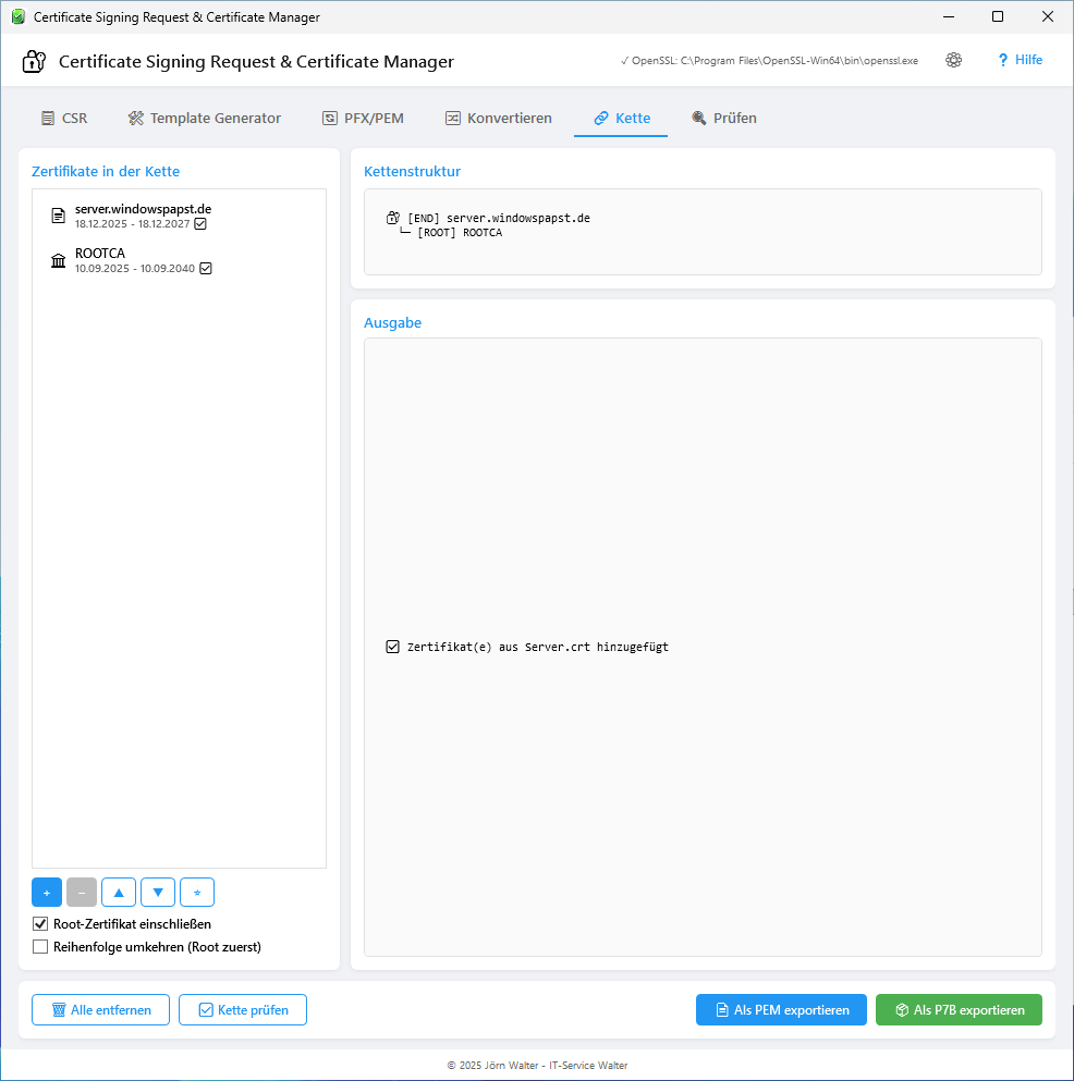 Zertifikatketten Chain Builder