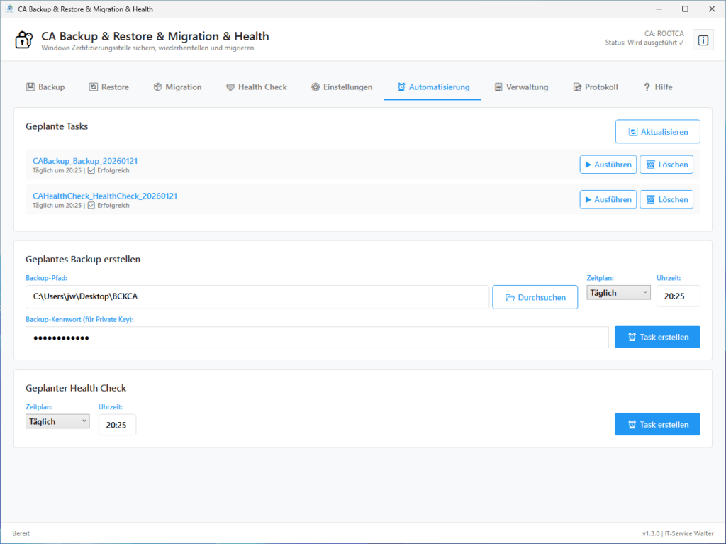 Automatisierung geplanter Health Check