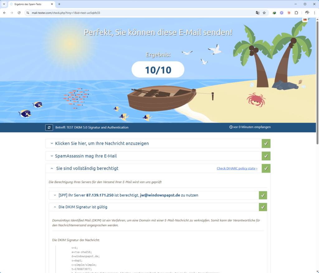 DKIM-Signer 5.0 Ergebnis 10 von 10