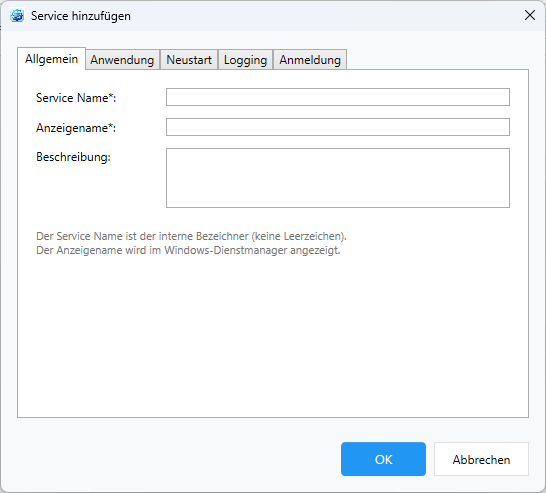 Einen neuen Dienst erstellen
