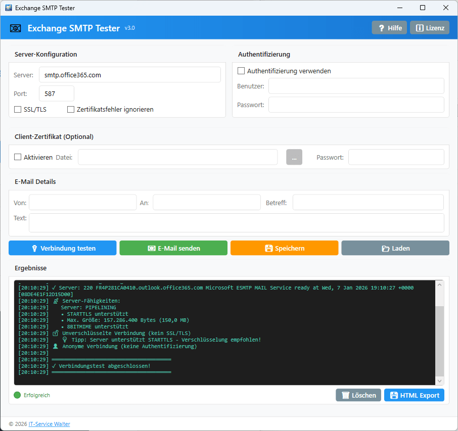 Exchange SMTP Tester