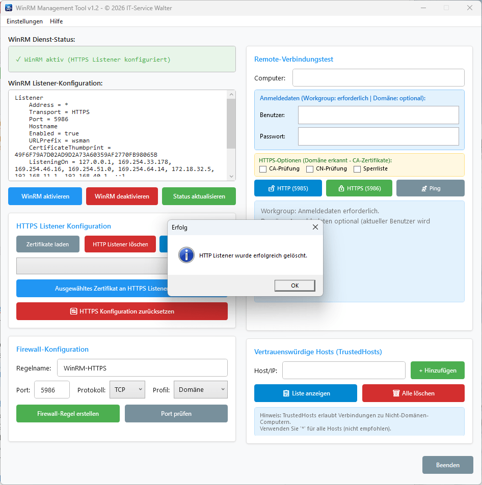 HTTP-Listener löschen HTTP-Listener löschen