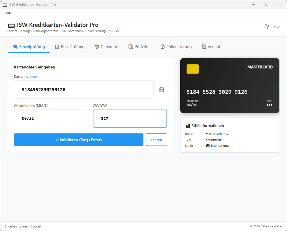 ISW Credit Card Validator Pro ISW Credit Card Validator Pro