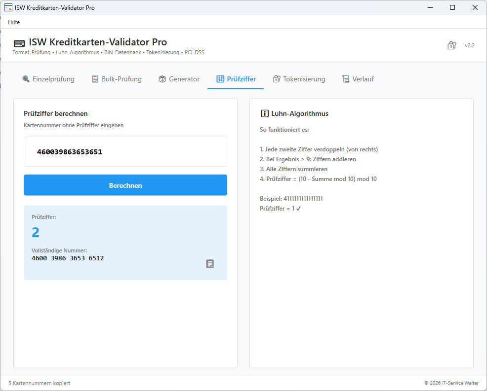 Kredikarte Prüfziffer testen Kredikarten Prüfziffer testen
