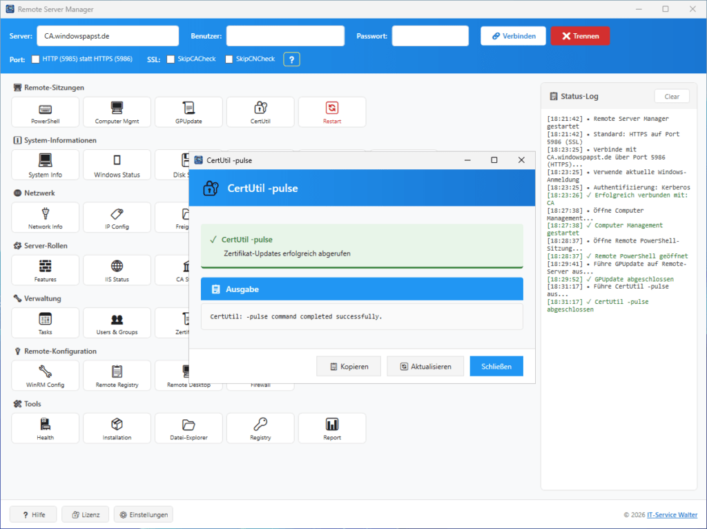 Remote CertUtil -pulse