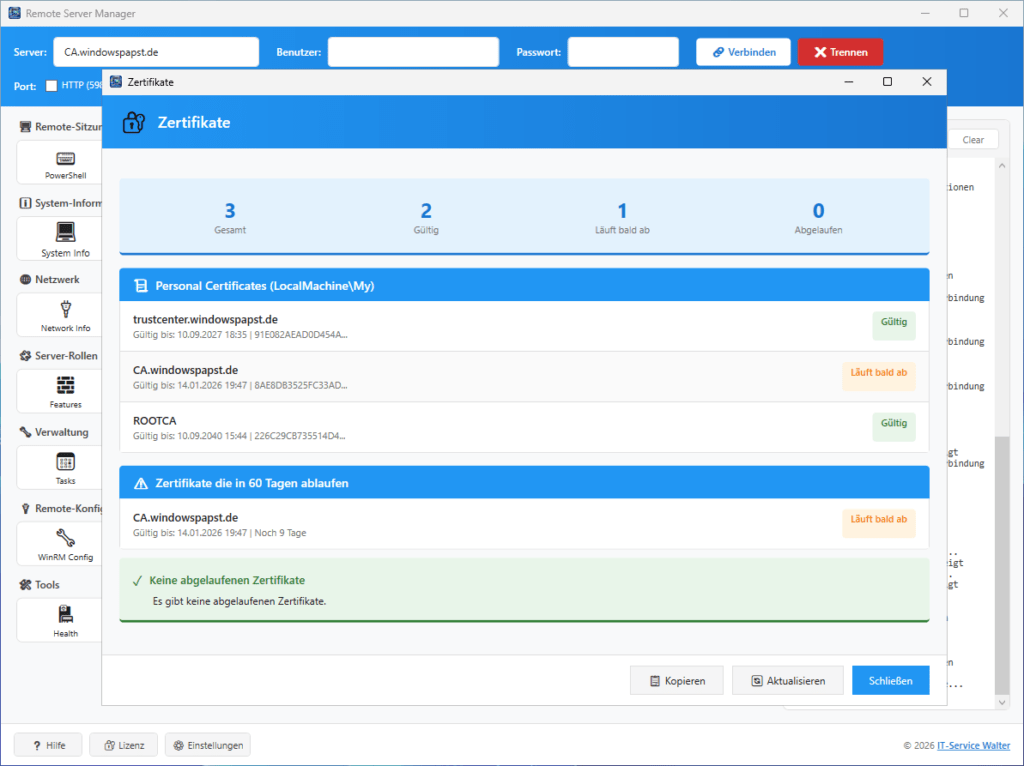 Remote Certificate Status