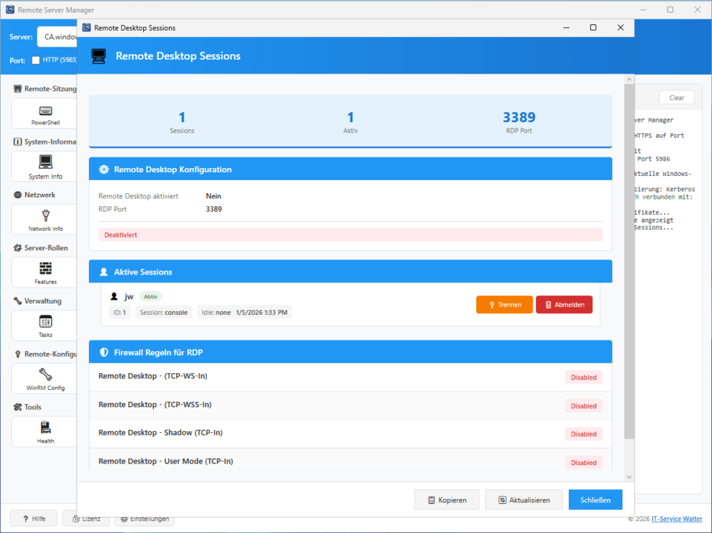 Remote Desktop Sessions