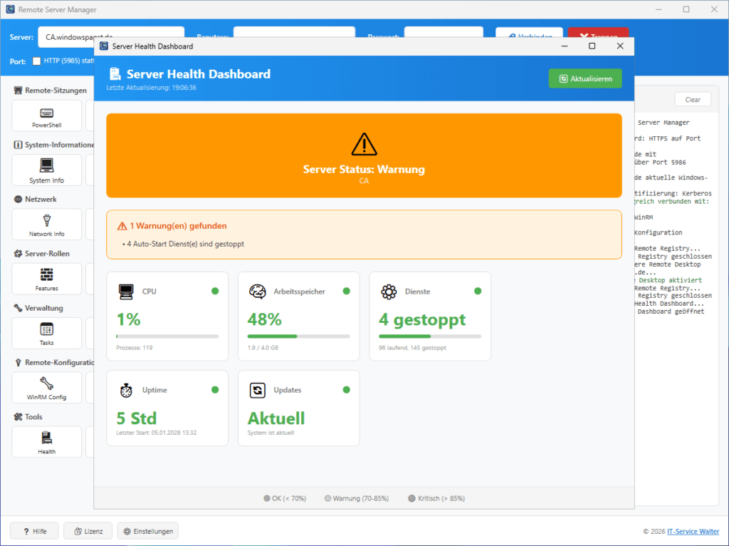 Remote Server Health Status