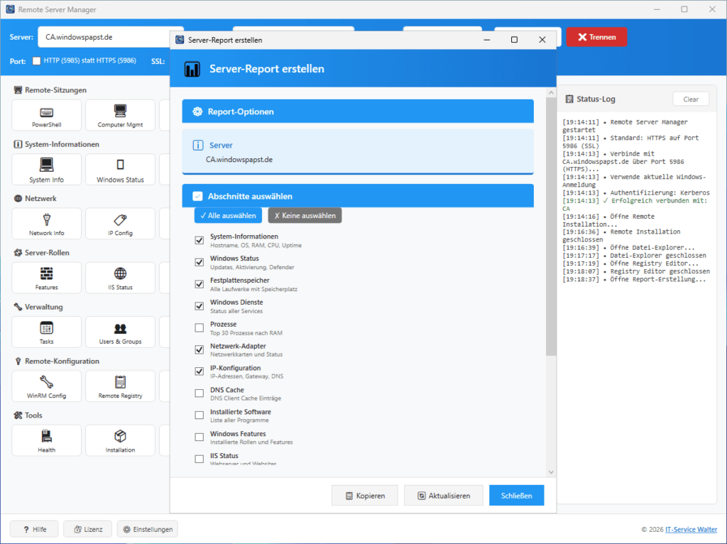 Remote Server Report