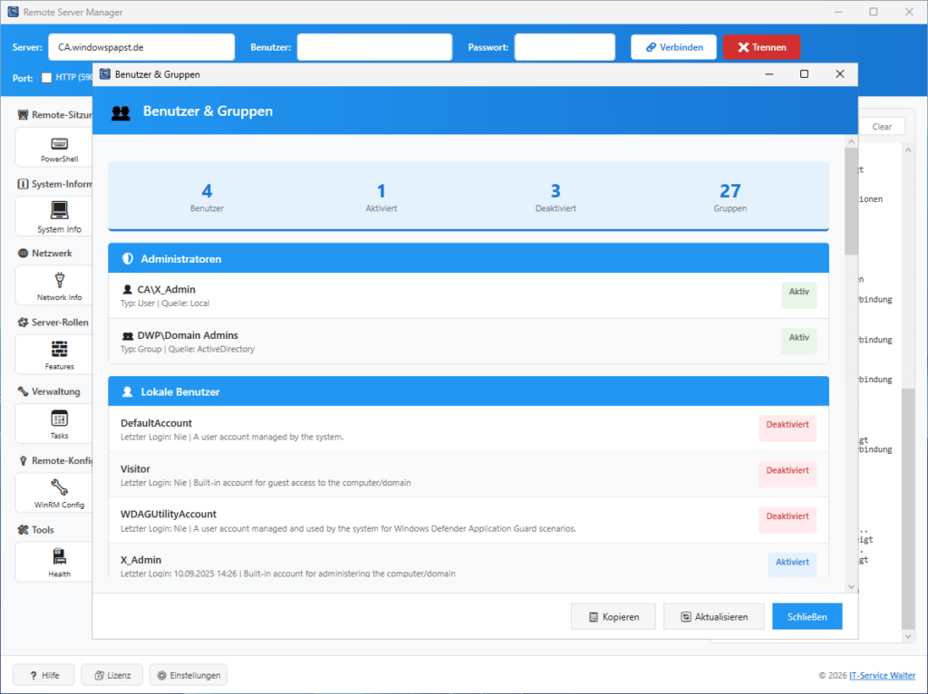 Remote Users and Groups