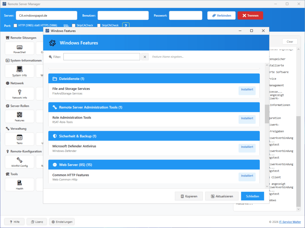 Remote Windows Features