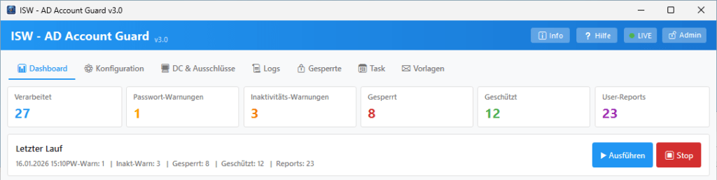 User-Reports für Compliance (Account-Validierung)