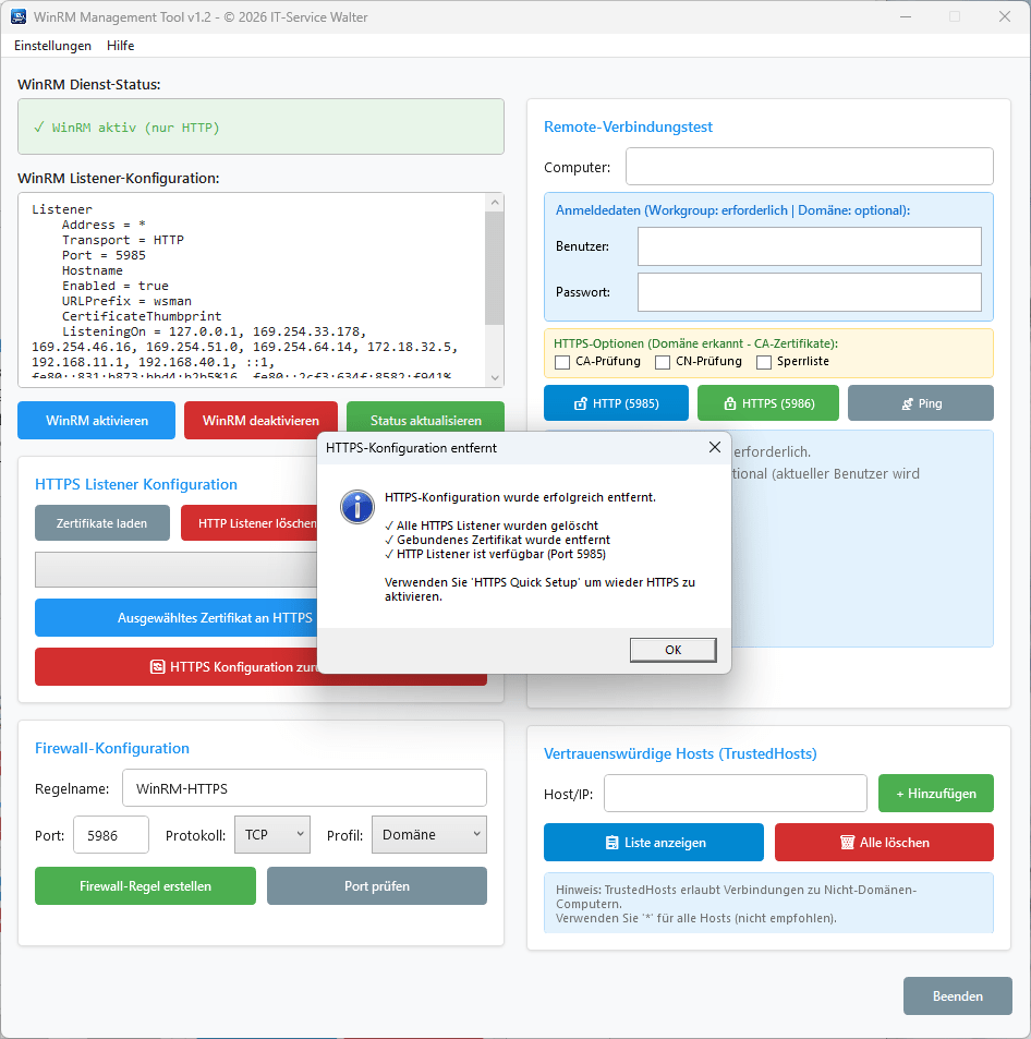 HTTPS Konfiguration zurücksetzen HTTPS Konfiguration zurücksetzen