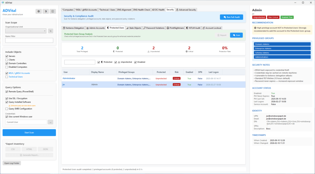 ADVital know your infrastructure