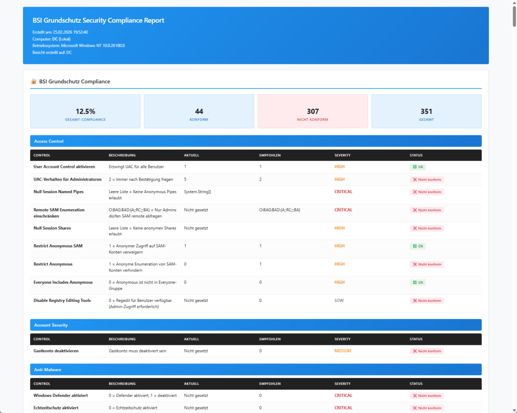 Automatische Härtung der Systeme