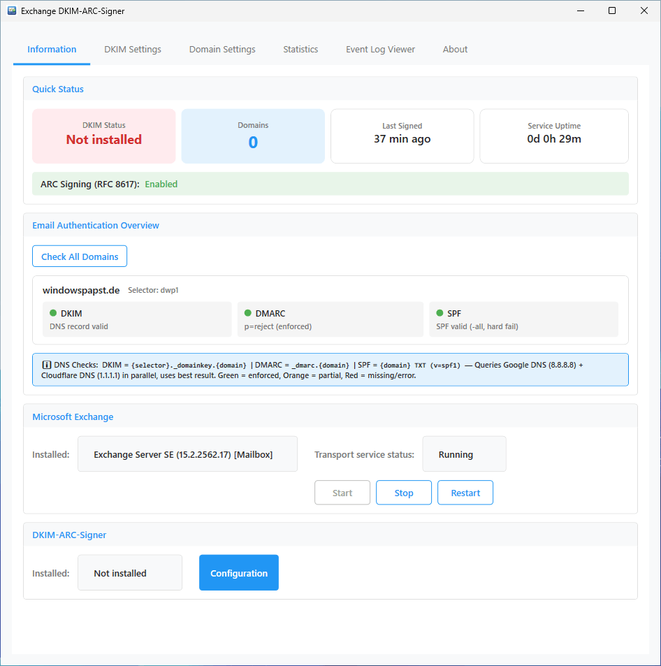 DKIM ARC DMARC SPF Status DKIM ARC DMARC SPF Status