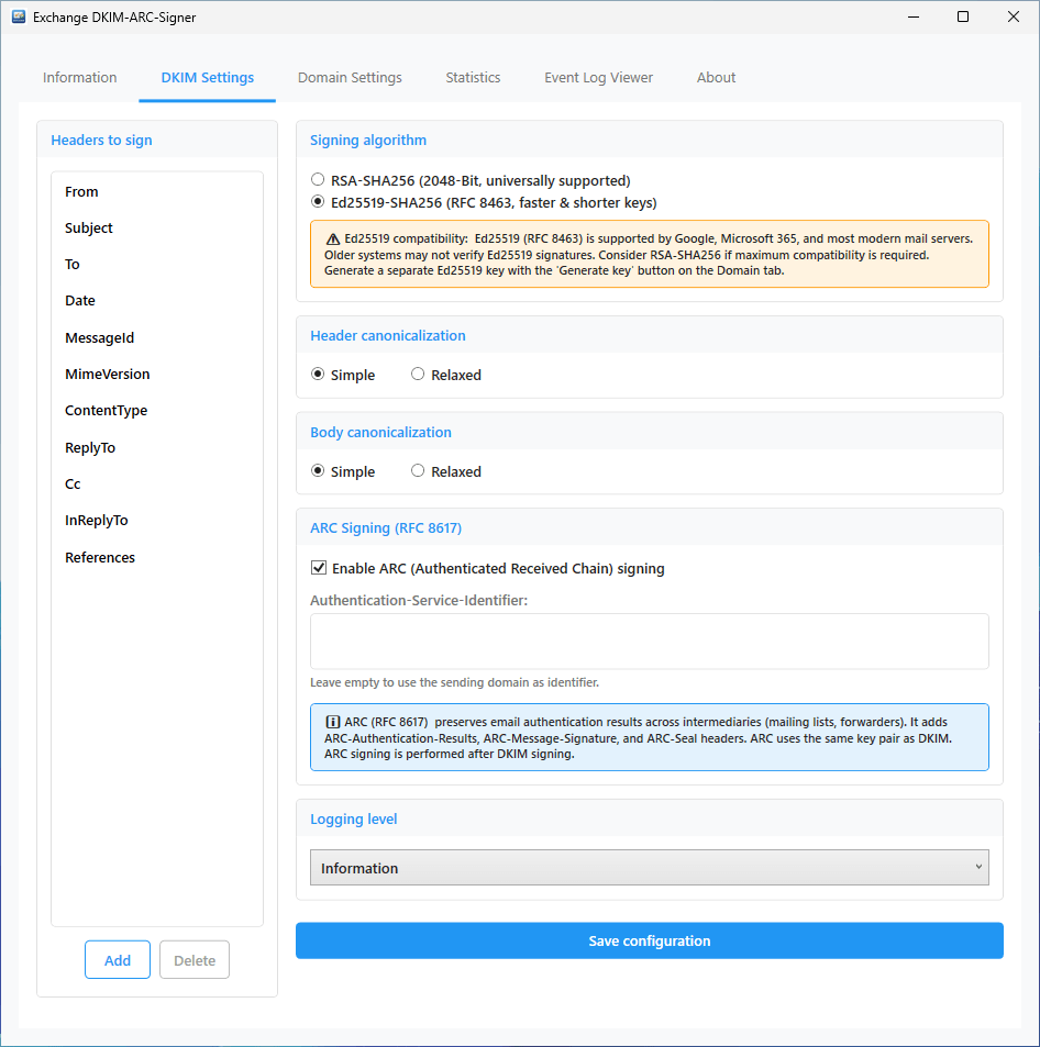 Exchange DKIM-ARC Signer 6.0 Exchange DKIM-ARC Signer 6.0