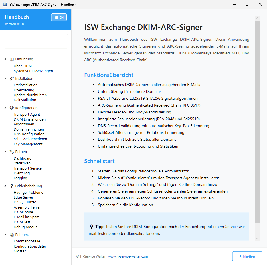 Handbuch Exchange DKIM ARC Signer 6.0 Handbuch Exchange DKIM ARC Signer 6.0