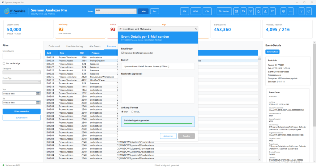 Sysmon E-Mail-Versand Sysmon E-Mail-Versand