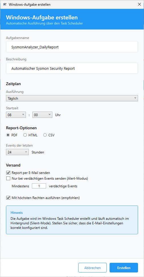 Sysmon Zeitgesteuerte Reports Sysmon Zeitgesteuerte Reports
