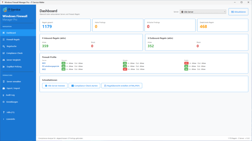 Windows Firewall Manager Pro Dashboard