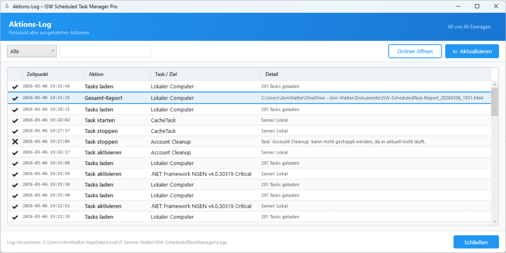 Aktions-Log Aktions-Log
