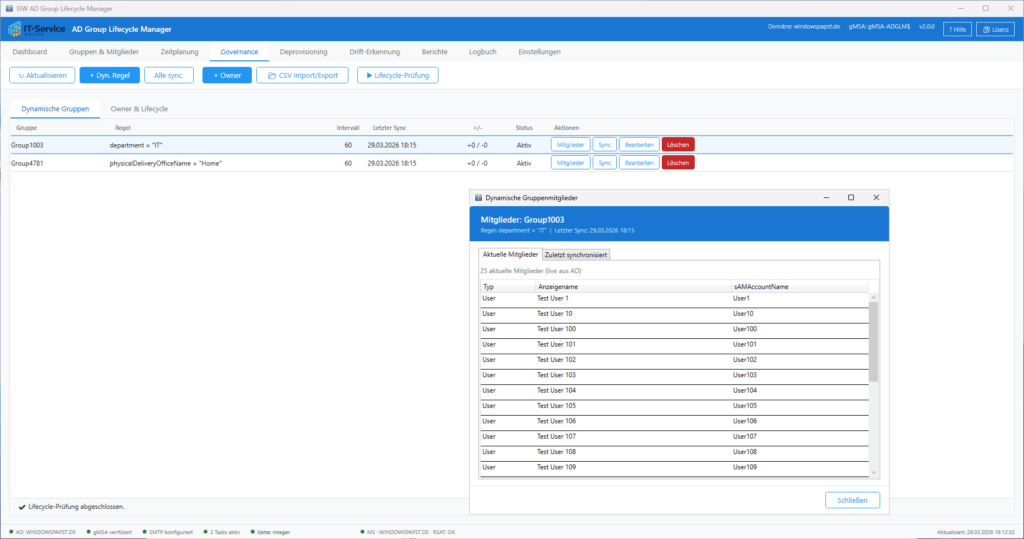 Dynamische Gruppen Dynamische Gruppen