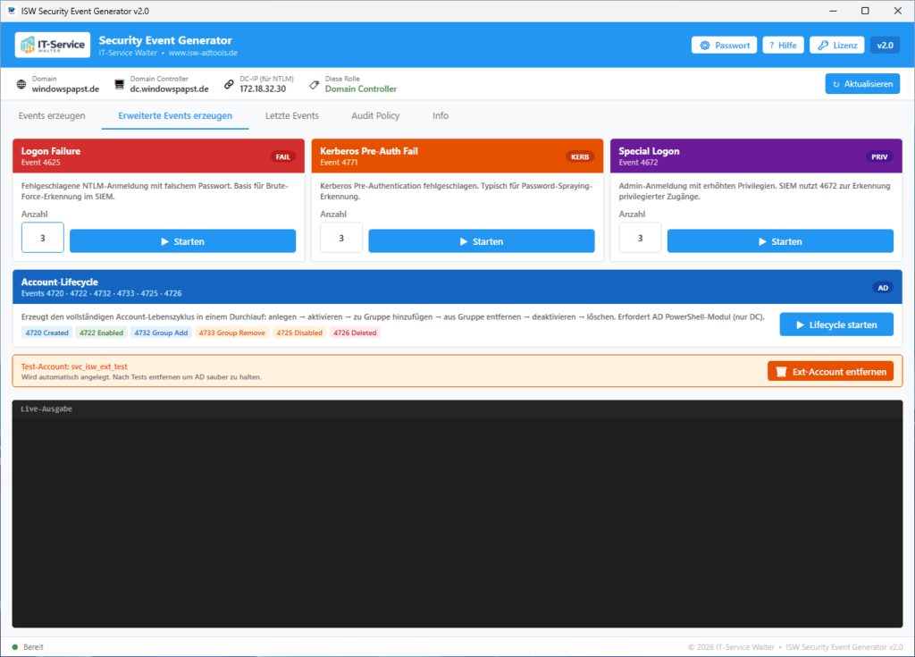 Erweiterte Security Events