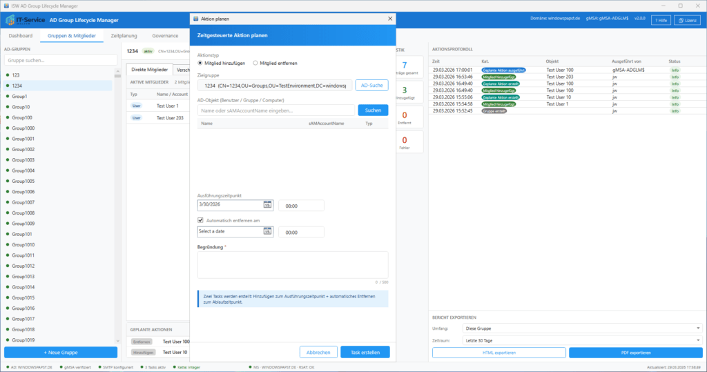 Geplante Aktionen Geplante Aktionen