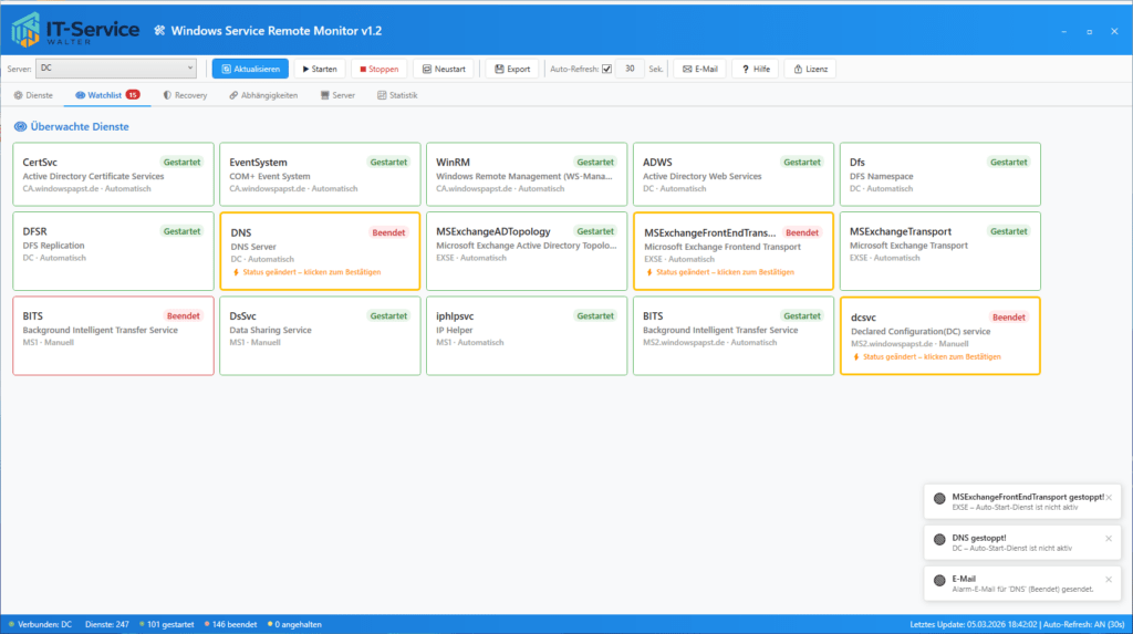 Windows Service Remote Monitor