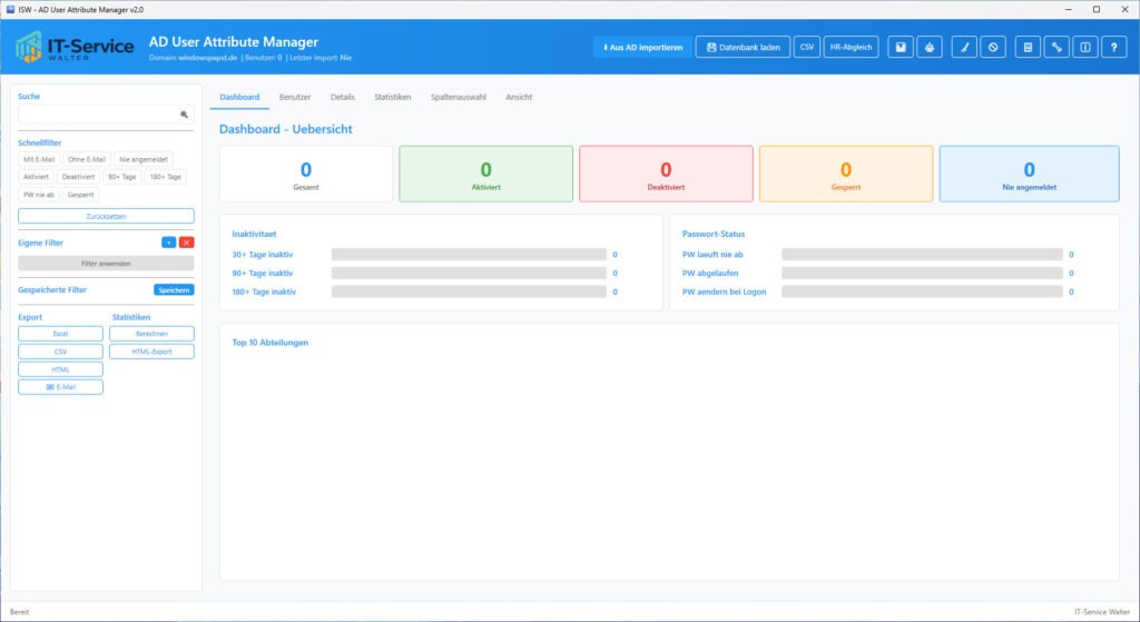 AD User Attribute Manager Dashboard