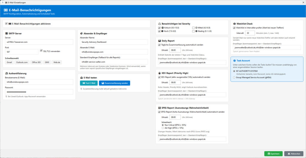 E-Mail-Benachrichtigungen