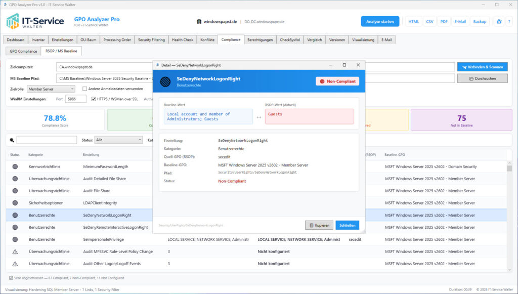 RSOP / MS Baseline Compliance