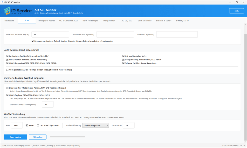 AD ACL Auditor Settings