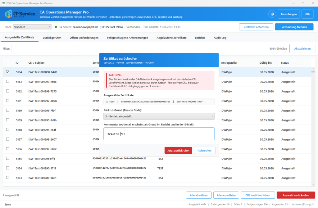 Revoke Certificate Revoke Certificate