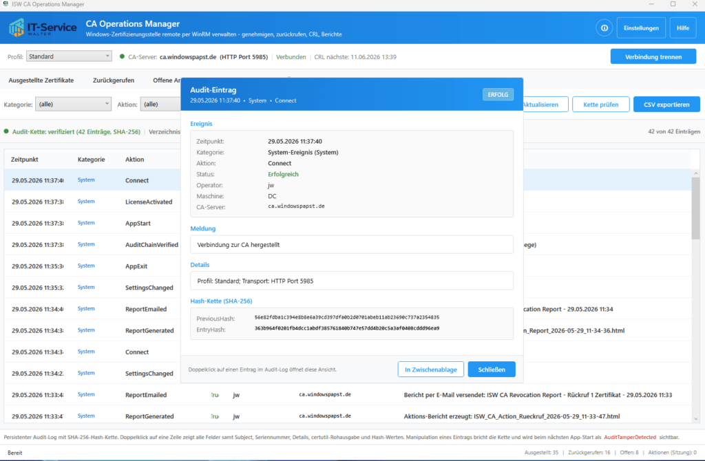 vollintegriertes Audit-System