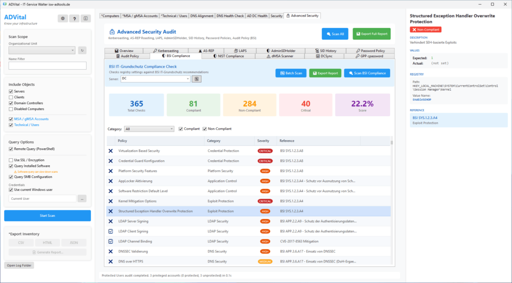 ADVital Server Compliance