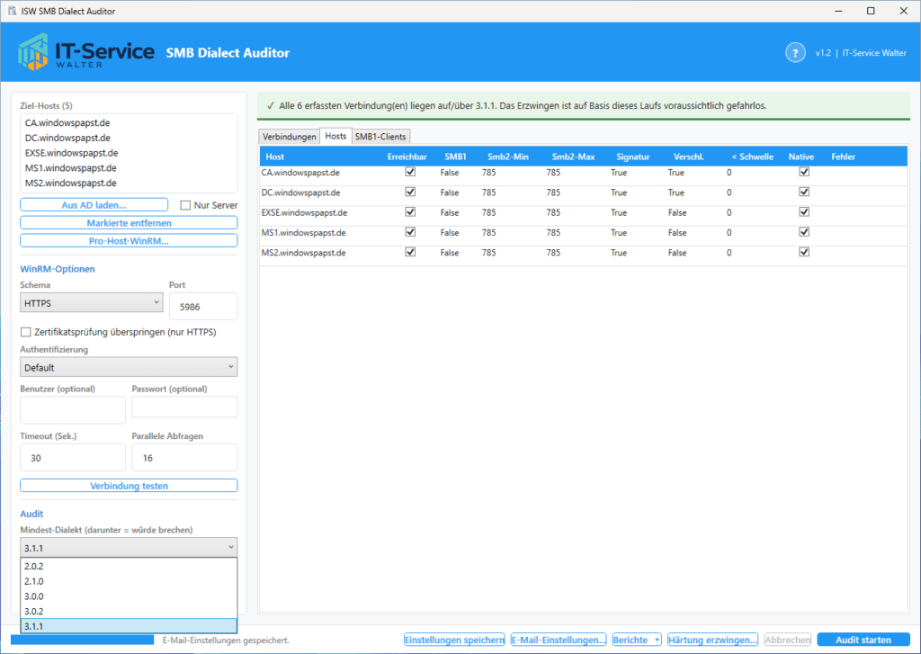 SMB Dialect Auditor