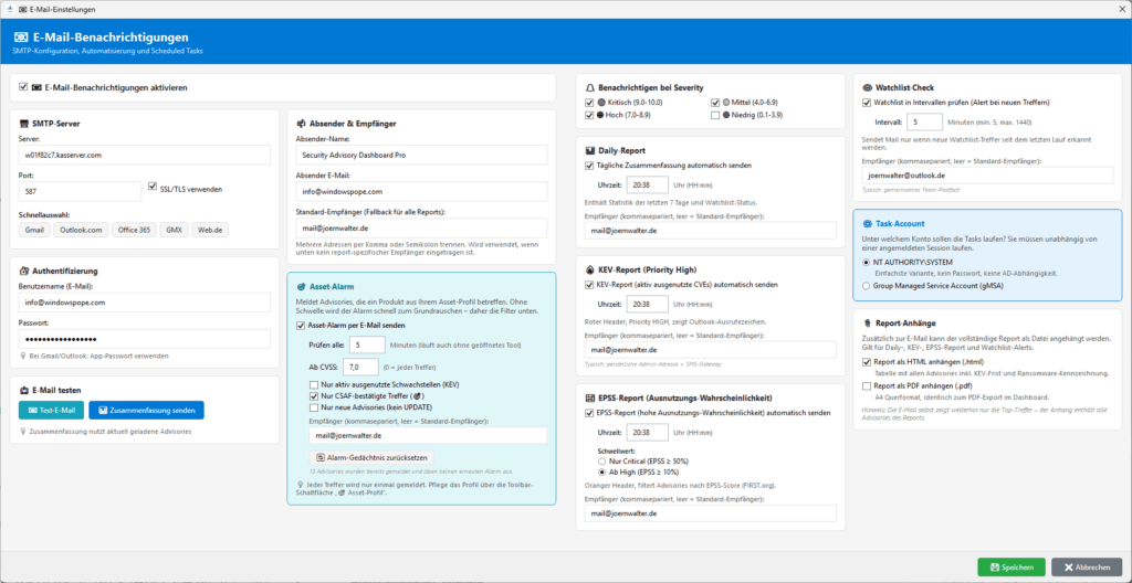 E-Mail-Benachrichtigungen