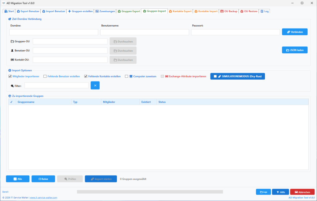 Gruppen Import Gruppen Import