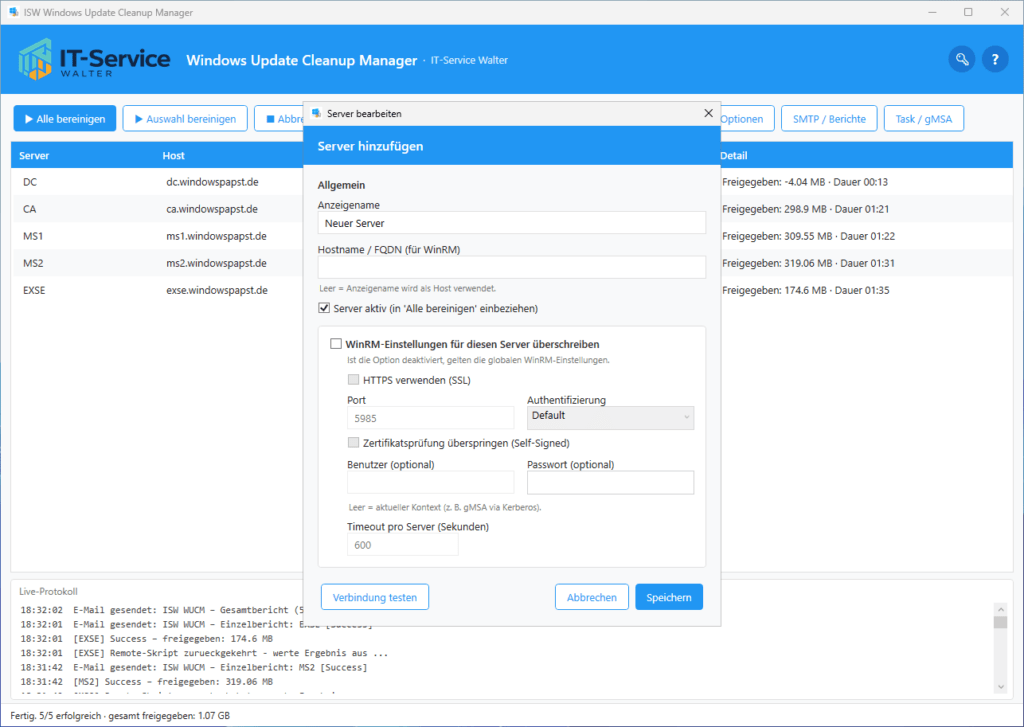 Remote Server verwalten Remote Server verwalten