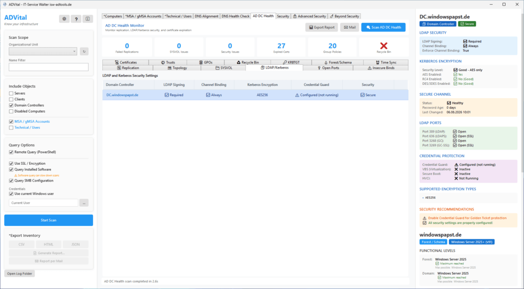 ADVital Check Kerberos Problems ADVital Check Kerberos Problems