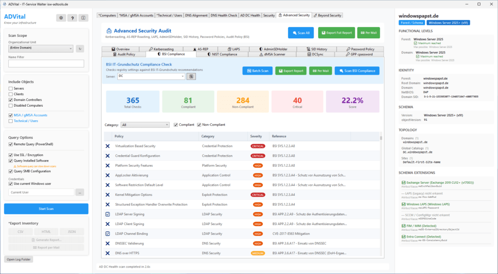 ADVital Server Compliance ADVital Server Compliance