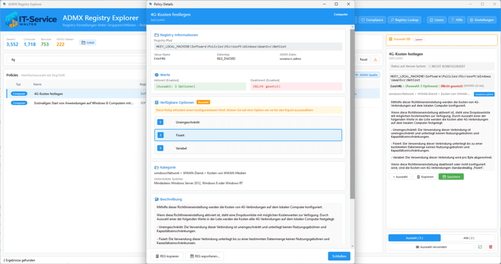Konfigurierbare Policies