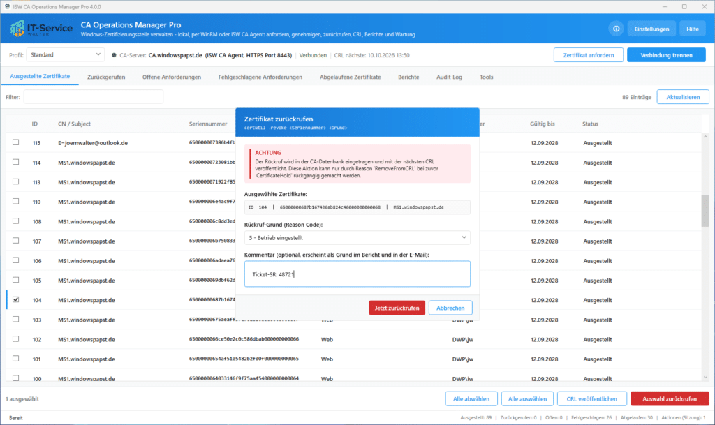 Revoke Certificate Revoke Certificate