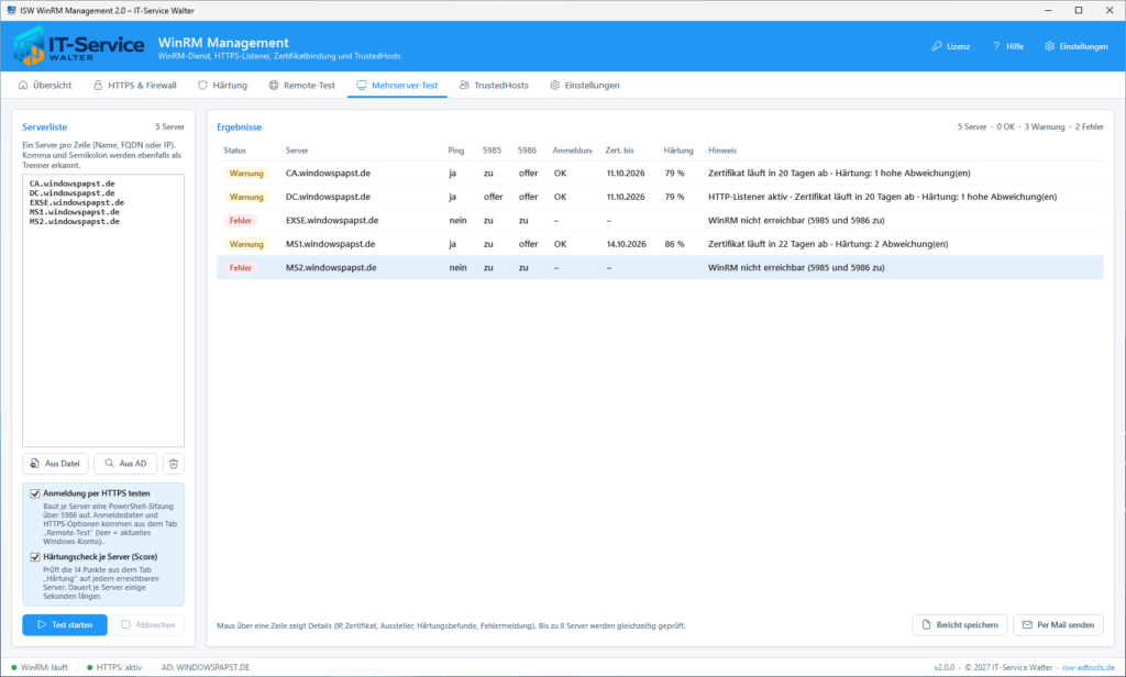 WinRM Verbindungstest
