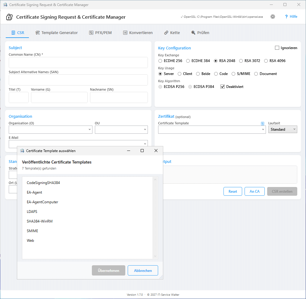 Certificate Template (AD-Integration) Certificate Template (AD-Integration)
