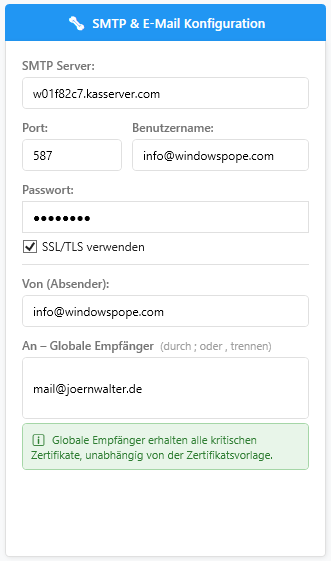E-Mail Konfiguration E Mail Konfiguration
